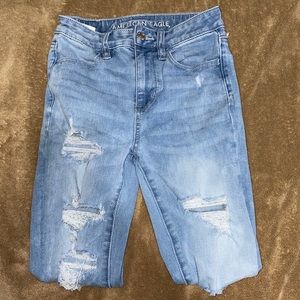 American Eagle High Rise Ripped Jeans